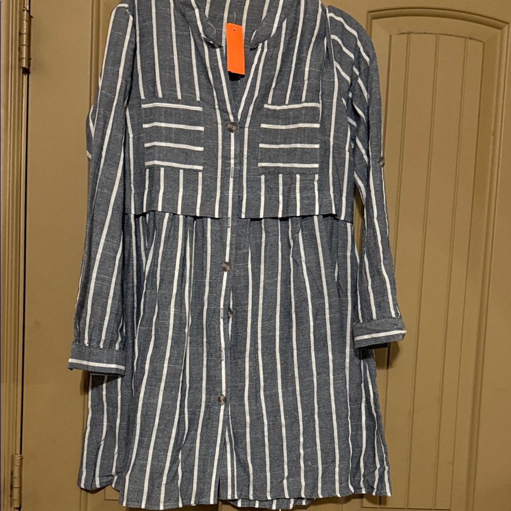 Just USA Blue and White Asymmetrical Dress